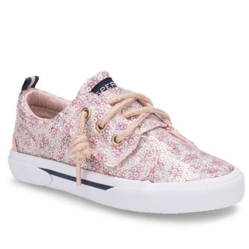 Sperry Pier Wave Jr Pink Sequin Sneakers‎